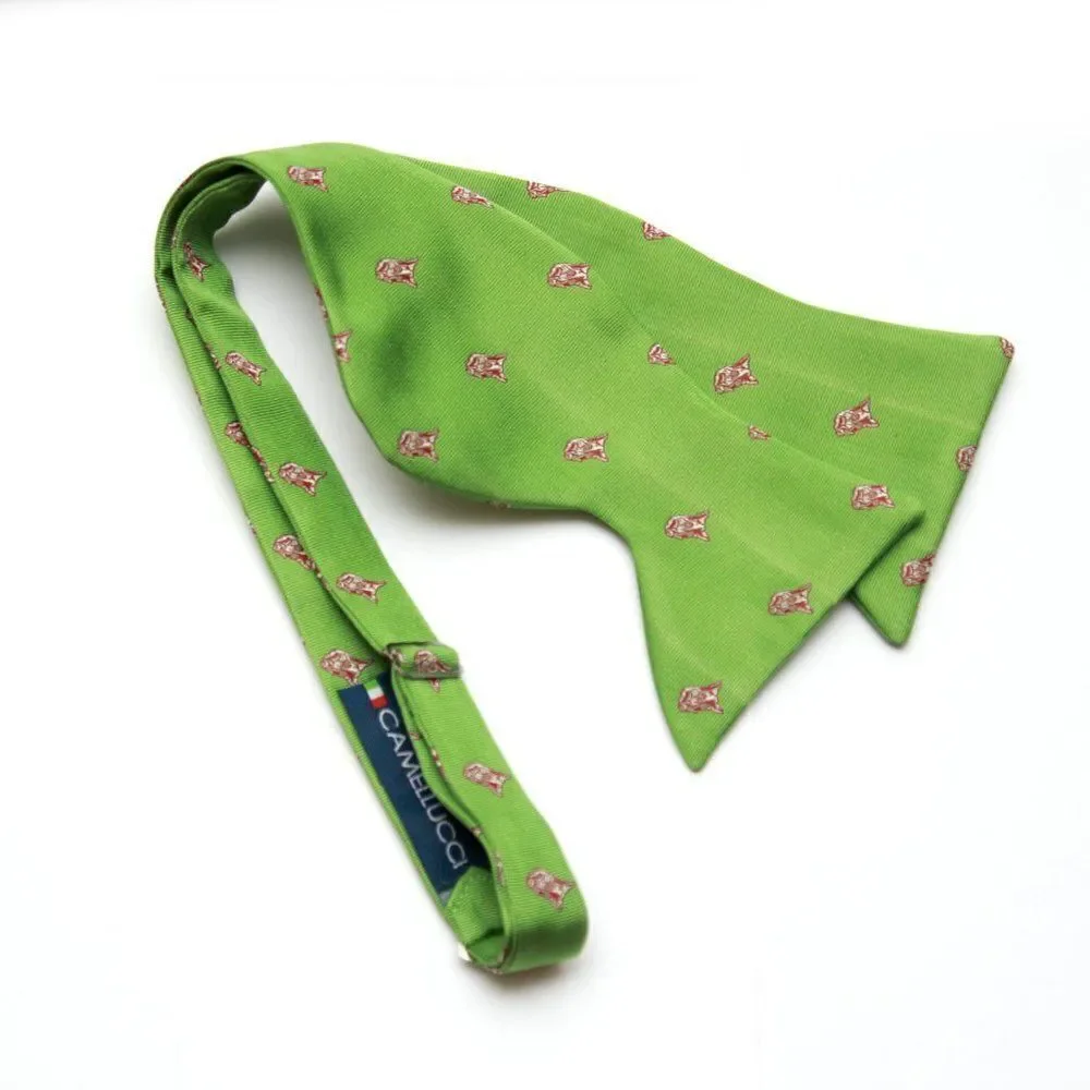Men's Self-tied‎ Bow Tie 100%Silk Big Butterfly Green Embroidery S686